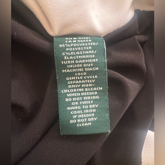 Lauren Ralph Lauren Black & White Long Sleeve Dress with ruching. Size 12 EUC - Picture 6 of 6